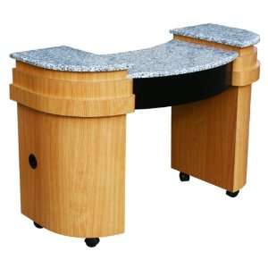  Bella Manicure Table   LIght wood/ White granite top 