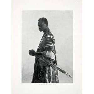 1906 Print Mandingo Man Sword Weapon Cultural Costume Portrait Liberia 