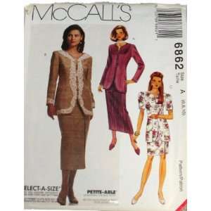  McCalls 6862 Pattern Misses Lined or Unlined Jacket,Pleated 