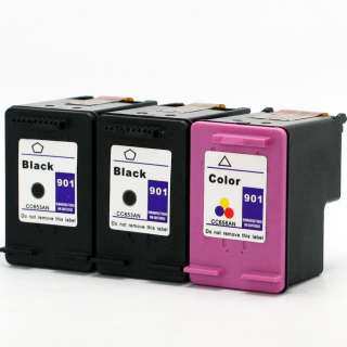 3pk HP 901 Ink Cartridge Black/Color Officejet J4580  