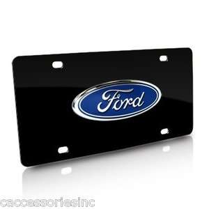 Ford 3D Logo Black License Plate  