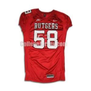 Red No. 58 Game Used Rutgers Nike Football Jersey  Sports 