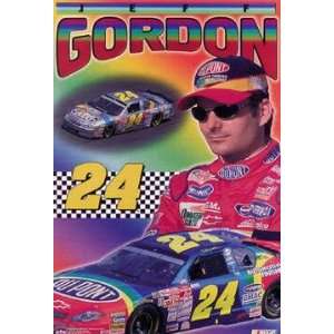 Jeff Gordon (With Car, Rainbow) White Wood Mounted Sports Poster Print 