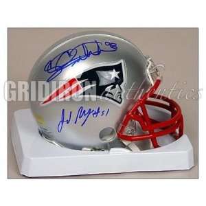  Jerod Mayo and Shawn Crable Autographed Mini Helmet 