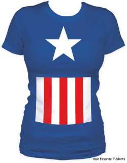 Licensed Marvel Comics Captain America Suit Women Junior Tee Shirt 