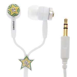  Ipopperz Jewelz Earbuds   Star Ear Bud on White Cord 