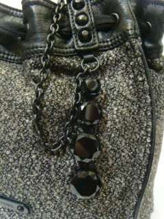 NWT JUICY COUTURE Metallic Tweed Daydreamer Tote Bag Black Bling Charm 