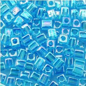  Miyuki 4mm Glass Cube Beads Transparent Lt Blue AB #260 10 