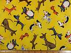 Happy Dogs Print cotton fabric BY THE YARD Scroll Down 4 mail savings