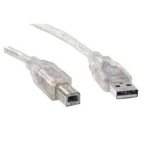  USB 2.0 A Male to B Male 28/24AWG Cable   15FT(CLEAR 