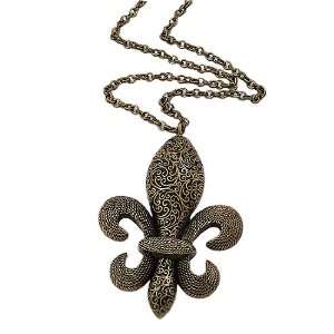   De Lis Pendant Necklace & Earring Set   LOOONG 28 Chain Jewelry