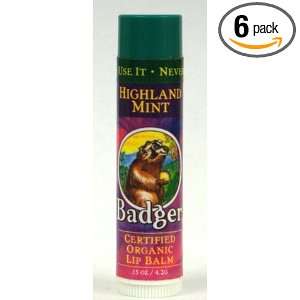  Badger Certified Organic Lip Balm, Highland Mint, 0.15 Oz 