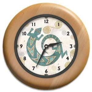  Turquoise Lizard Round Wood Wall Clock 