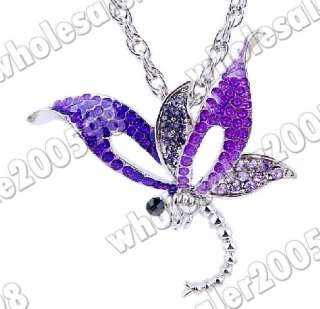 Butterfly 46*52MM Rhinestone&Enamel Pendant Necklaces  
