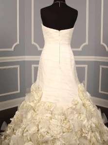 AUTHENTIC Badgley Mischka Katerina Ivory Strapless Silk Bridal Gown 10 