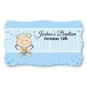  Angel Baby Boy   Set of 8 Personalized Baptism Name Tag 
