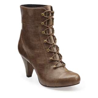 Indigo Women Jordan Brooke Laced Up Heel Boot Taupe Leather 33060 