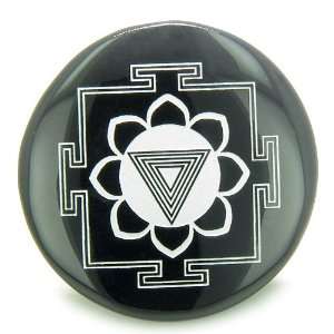 Kali Yantra Amulet Black Onyx Magic Gemstone Circle Spiritual Powers 