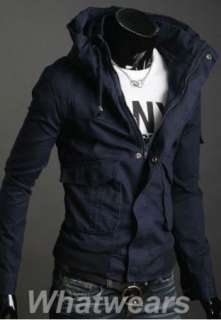 Mens Slim Stand Collar Zip Up Coat Jacket 3 Color 4 Size M~XXL Z94 