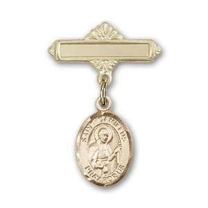   Baby Badge with St. Camillus of Lellis Charm and Polished Badge Pin
