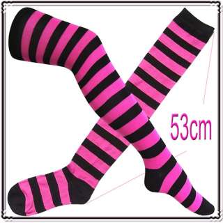 colors & black striped over knee high socks/stockings  