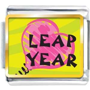  Golden Italian Charm Plated Leap Year Pink Heart Photo 