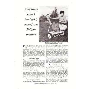  1957 Ad Eclipse Mower Lawnmower Original Vintage Print Ad 