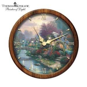  Thomas Kinkade Lamplight Bridge Wall Clock