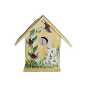  Wood Birdhouse in Yellow with Lady Bugs   Made in the USA 