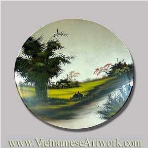  Lacquer Paintings on Plates   Village2   PL20