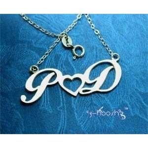   925 Silver Name Necklace Any Language Initials Hear 