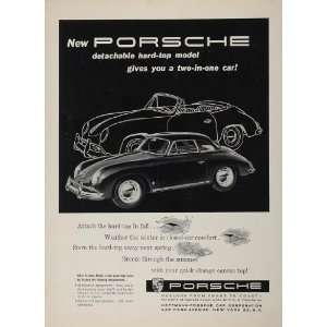  1958 Ad Vintage Porsche Hard Top Convertible Coupe Car 