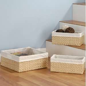  Set Of 3 Seagrass Baskets With Canvas Liners By Organize 
