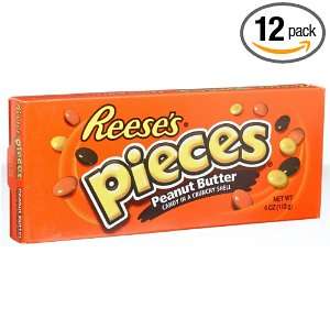 Reeses Pieces Peanut Butter Candies, 4 Ounce Boxes (Pack of 12)