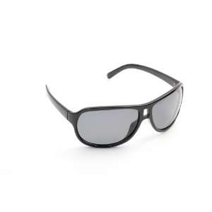   Sunglasses Black Plastic Double Brow Aviator/Smoke Polarized Lens