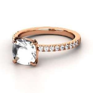  Cecilia Ring, Cushion Rock Crystal 14K Rose Gold Ring with 