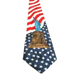   Flag and Statue of Libert Patriotic Neck Tie Red, White & Blue