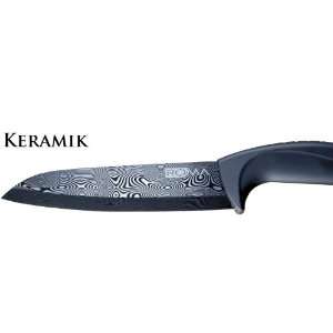  Exclusive 7 part black ceramic knife set in Damascus Style 