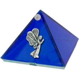  2 inch Art Glass Pyramid Box Angel Cobalt Blue (each 