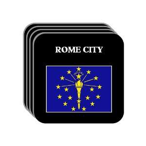  US State Flag   ROME CITY, Indiana (IN) Set of 4 Mini 