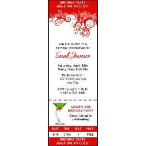    Red & White Party Ticket Invitation