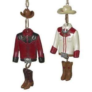  Cowboy Clothing Dangle Christmas Ornaments (set of 2 