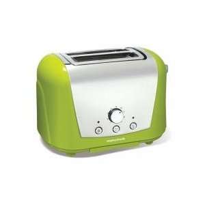   Chrome and Plastic Toaster, Polished and Lime Green