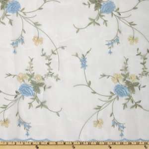  52 Wide Embroidered Organza Floral Pale Blue/White 