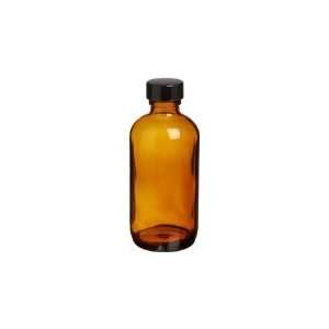  Amber Glass Boston Round Bottle with Cap   16 oz Capacity 