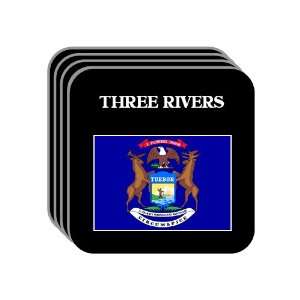  US State Flag   THREE RIVERS, Michigan (MI) Set of 4 Mini 