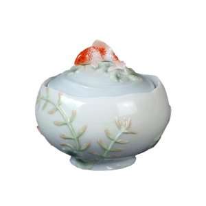 Koi Fish Porcelain Sugar Jar 