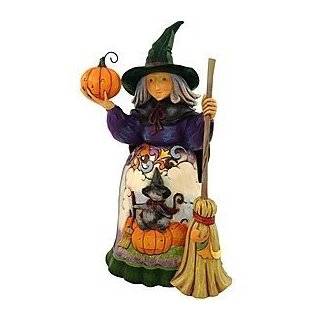Jim Shore Heartwood Creek from Enesco Witch with Cat and Pumpkin Scene 