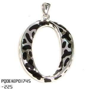 Safari Print Enamel Oval Shape Circle Sterling Silver Pendant with 