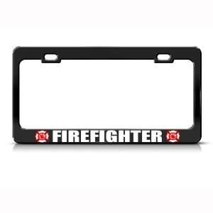 Firefighter Fight Fire Metal Career Profession License Plate Frame 